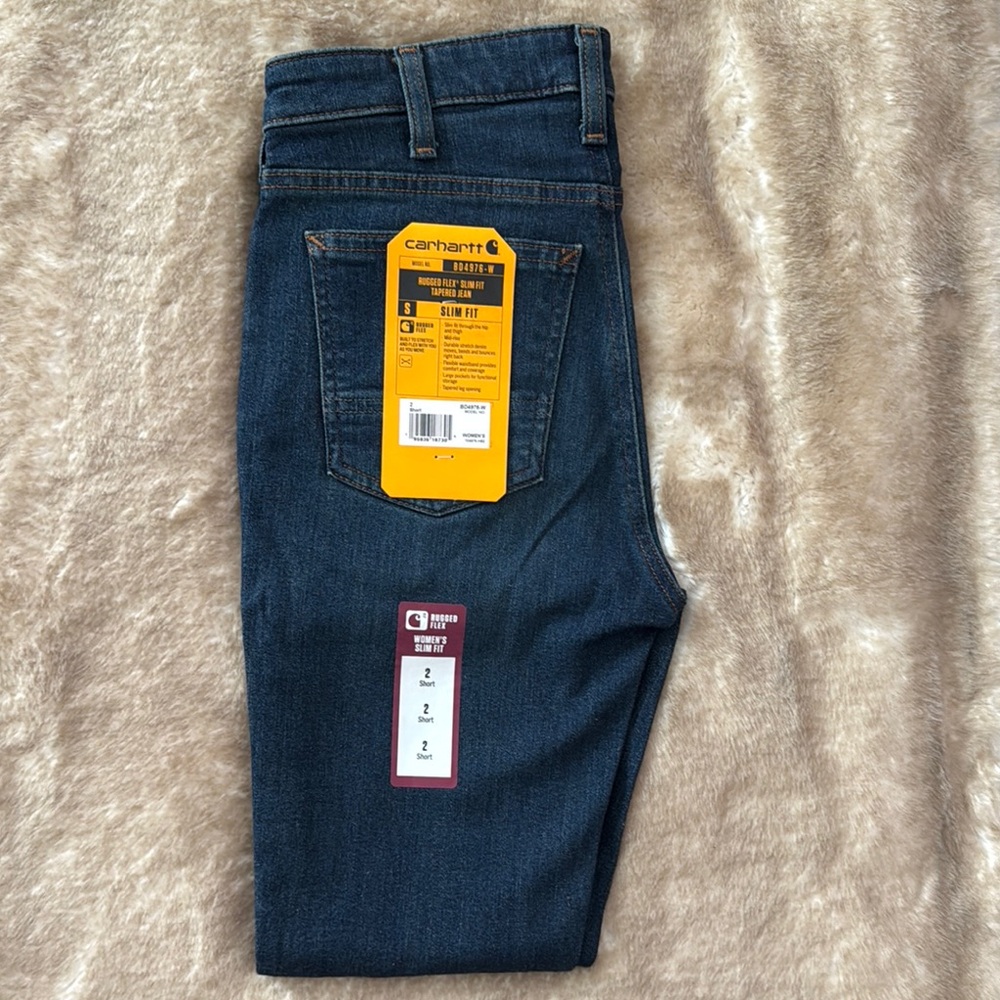 Carhartt Slim Fit Women’s Tapered Jeans in Dark Blue Size 2 Short New